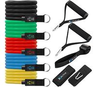 3DActive Resistance Bands Set for Home Gym Workouts, 5 Stackable Exercise Bands for Strength Training, Full-Body Workouts with Door Anchor, Ankle Straps, Handles, Exercise Guide and Carry Bag.