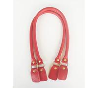 3dancraftit Pair of sew in Microfiber PU Leather Handbag Purse Strap Handles with Alloy Clasps for Purse Bag Making Replacement 1/2" / 60cm Red T262