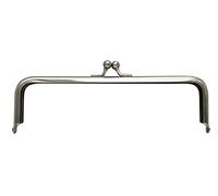 3dancraftit Rectangle Iron Glue on Kiss Clasp Lock Coin Purse Pouch Bag Clutch Frame for Purse Bag Making 7" x 2" / 18cm x 5cm Polished Nickel B27