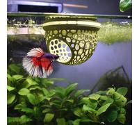 3DAquaticSolutions Floating Betta Tunnel with Suction Cup, Floating Betta Fish Toys, Aquarium Fish Feeder, Promote Excercise & Stress Relief, 3" W x 2.2" H (Olive Green)