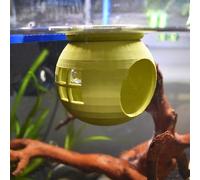 3DAquaticSolutions Floating Cozy Betta House, Natural Floating Betta Hide Out, Aquarium Fish Hammock, Relaxing & Stress Relief, Suction Cup Included, 2.9" W x 2.6" H (Olive Green)