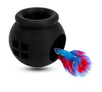 3DAquaticSolutions Floating Cozy Betta House, Natural Floating Betta Hide Out, Aquarium Fish Hammock, Relaxing & Stress Relief, Suction Cup Included, 2.9" W x 2.6" H (Black)