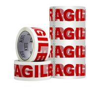 3DBUYER Pack of 6 Premium Packaging Fragile Tape Heavy Duty & Strong Adhesive Ideal Sealing for Packing Secure Sticky Seal for Boxes, Postage, Moving House Essentials 48mm x 68m (Fragile)