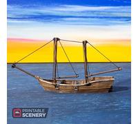 3DEGOS Skiff Ship DND Terrain 28mm for Dungeons and Dragons, D&D, Pathfinder, Warhammer 40k, RPG, Miniature, Tabletop, D and D, Dungeons and Dragons Gifts