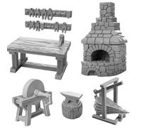 3DEGOS Smithy Tools Blacksmith Furniture Set DND Terrain 28mm for Dungeons and Dragons, D&D, Pathfinder, Warhammer 40k, RPG, Miniatures, Age of Sigmar, Tabletop, D and D, Dungeons and Dragons Gifts
