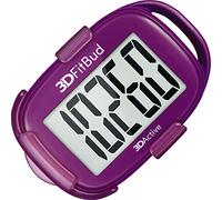 3DFitBud Simple Step Counter Walking 3D Pedometer By 3DActive with Clip & Lanyard Accurate Step Tracker Large Display Easy to Use for Kids Men Women Adult Seniors Daily Step Tracking - A420S - Plum