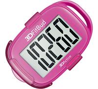 3DFitBud Simple Step Counter Walking 3D Pedometer by 3DActive with Clip, Lanyard Accurate Step Tracker Large Display, Easy to Use for Kids Men Women Adult Seniors Daily Step Tracking - A420S - Pink