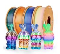 3Dgenius Silk Rainbow PLA Filament 1.75mm Silk PLA 3D Printer Filament Shiny Fast Color Changing Gradient Filament 3D Printing Filament Fit Most FDM Printers, 250g X 4 Spools, 4Pack6