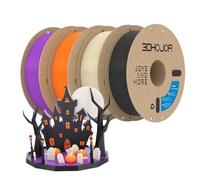 3DHoJor PL Filament 1.75mm 1kg*4 Bundle Halloween for 3D Printer | Orange+Black+Bone White+Purple
