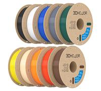 3DHoJor PL PLA Plus 3D Printer Filament 1.75mm 1KG*10 Multicolor Bundle A | Black+Cold White+Grey+Red+Blue+Yellow+Pine Green+Orange+Brown+Beige