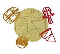 3DKOUPE - Ancient Egypt Cookie Cutters - Set of 4 - Pharaoh, Pyramids, Ankh, Eye of Horus - Choice of colours - Designed and manufactured in Europe