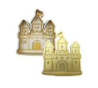 3DKOUPE - Cookie cutters with pusher - Medieval universe - 9 designs: Castle, knight, dragon, sword, treasure, princess, shield, magician, barrel - Made in France (Castle)