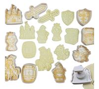 3DKOUPE - Cookie cutters with pusher - Medieval Universe - 9 designs: Castle, Knight, Dragon, Sword, Treasure, Princess, Shield, Magician, Barrel - Made in France (Pack of 9)