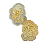 3DKOUPE - Halloween Cookie Cutters with Pusher - Vampire, Witch, Black Cat, Haunted House - Easy Biscuits for Kids - Made in France (Witch)