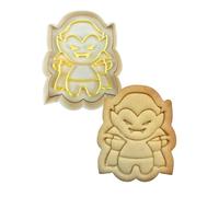 3DKOUPE - Halloween Cookie Cutters with Pusher - Vampire, Witch, Black Cat, Haunted House - Easy Biscuits for Kids - Made in France (Vampire)