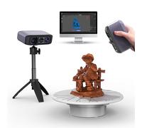 3DMakerpro Moose Lite 3D Scanner [Premium Package with Turntable & Tripod], Handheld 3D Scanner for 3D Printing, 0.05mm Accuracy, Blue Light Technology, AI Tracking, Compatible with Windows/macOS
