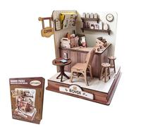 3DPuzzle, Wooden Coffee House, 15x17cm, Miniature House Kit, Tiny Building Puzzle, Creative Making Set, For Adults, Kids, Bedroom, Shelf, Desk Decor Party