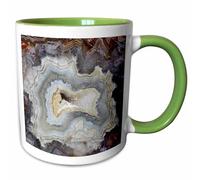 3dRose Banded Agate, Abstract Macro 11oz Two-Tone Green Mug