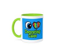 3dRose Bright Eye Heart I Love Decorating Cakes 11oz Two-Tone Green Mug