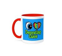 3dRose Bright Eye Heart I Love Decorating Cakes 11oz Two-Tone Red Mug