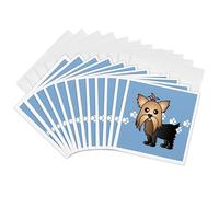 3Drose Cute Yorkshire Terrier Yorkie Blue with Paw Prints - Greeting Cards, 6 by 6-inches, Set of 12 (gc_10818_2)