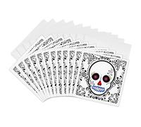 3Drose Day of The Dead Skull Día De Los Muertos Sugar Skull Red Black Scroll Design - Greeting Cards, 6 by 6-inches, Set of 12 (gc_28865_2)