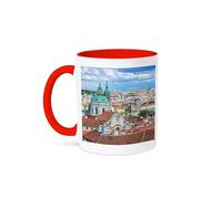 3dRose Europe, Czech Republic, Bohemia, Prague, Mala Strana. 15oz Two-Tone Red Mug