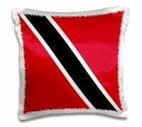 3dRose Flag of Trinidad and Tobago-Red White Black Diagonal-the Sun-Sea-Sand Banner-South America Pillow Case, 16 x 16-Inch