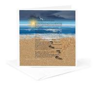 3dRose Footprints in The Sand on Beach with Poem - Greeting Card, 6 by 6-inch (gc_204469_5)