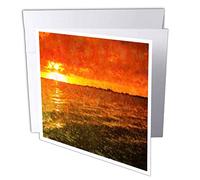 3dRose gc_10983_2 6 x 6-Inch "Red Sun Setting" Greeting Card (Pack of 12)