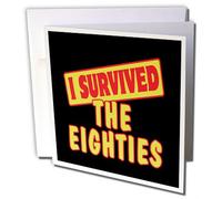 3dRose gc_118328_2 6 x 6-Inch "I Survived The Eighties Survial Pride and Humor Design" Greeting Card (Set of 12)
