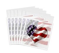 3dRose gc_12149_1 6 x 6-Inch"American Flag Heart" Greeting Card (Pack of 6)