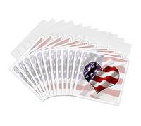 3dRose gc_12149_2 6 x 6-Inch "American Flag Heart" Greeting Card (Pack of 12)