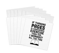 3dRose gc_193271_1 6 x 6-Inch "If Turning Pages is Considered Exercise Then I Workout All The Time" Greeting Card (Pack of 6)