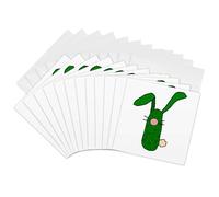 3dRose gc_234656_2 6 x 6-Inch "Funny Pickle Bunny Rabbit Original Art" Greeting Card (Set of 12)