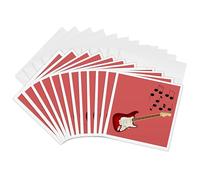 3dRose gc_24096_2 6 x 6-Inch"Red Sunburst Guitar with Musical Notes" Greeting Card (Pack of 12)