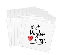 3dRose gc_241103_1 6 x 6-Inch "Best Pastor Ever Design in Black Script with Red Heart Motif" Greeting Card (Pack of 6)