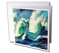 3dRose gc_245523_1 6 x 6-Inch "Going with The Flow Ocean Waves" Greeting Card (Pack of 6)