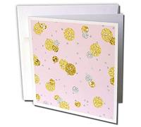 3dRose gc_266833_2 6 x 6-Inch "Chic and Trendy Gold and Crystal Glittery Dots on Pastel Pink Pattern" Greeting Card (Set of 12)