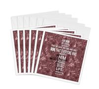 3dRose gc_29090_1 6 x 6-Inch "John 3 16 Bible Verse in The Form of a Cross Reflected on Red Granite Print" Greeting Card (Pack of 6)