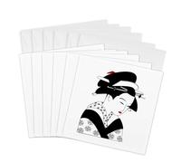 3dRose gc_38186_1 6 x 6-Inch"Geisha in Black and White" Greeting Card (Pack of 6)