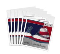 3dRose gc_40419_1 6 x 6-Inch "Memorial Day, Flag Eagle" Greeting Card (Pack of 6)