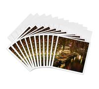 3dRose gc_94613_2 6 x 6-Inch "USA, Texas, San Antonio Riverwalk Area/Evening - Us44 Wbi00 - Walter Bibikow" Greeting Card (Set of 12)