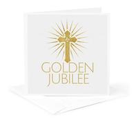 3dRose Golden Jubilee Celebration Religious Anniversary 50 Year - Greeting Card, 6 by 6-inch (gc_310191_5)