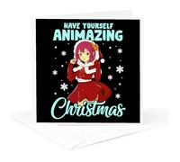 3dRose Greeting Card - Have Yourself Animazing Christmas with Comic of Anime Manga - Anime