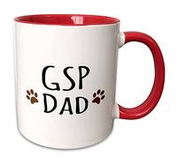 3dRose GSP Dog Dad - German Shorthaired Pointer - Short-haired Doggie by Breed Brown paw Prints Doggy Love - Two Tone Red Mug, 11oz (Mug_153921_5)