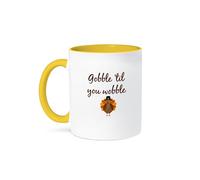 3dRose Image of Gobble Til You Wobble Quote 11oz Two-Tone Yellow Mug