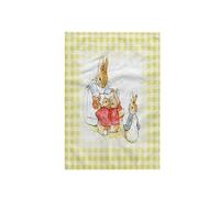 3dRose Image of Peter Rabbit on Cream Checks Towel, White, 15 x 22-Inch