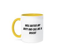 3dRose Image of Well Butter My Butt and Call Me A Biscuit Quote 11oz Two-Tone Yellow Mug