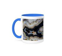3dRose Macro of Banded Agate, Quartzsite, Gray 11oz Two-Tone Blue Mug